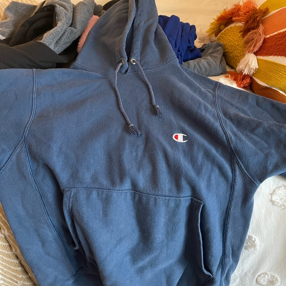 Champion reverse weave blue hoodie